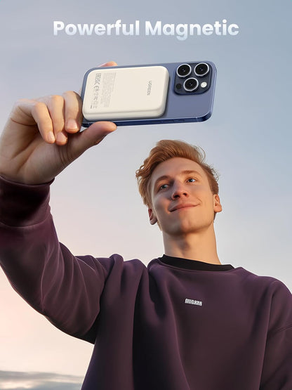 Magsafe Power Bank 10000Mah Wireless Portable Charger 20W PD Fast Charging Magnetic Battery Pack Powerbank Compatible with Iphone 16 Pro Max/15 Plus/14/13/12 Series, White