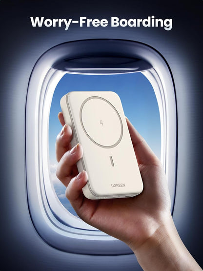 Magsafe Power Bank 10000Mah Wireless Portable Charger 20W PD Fast Charging Magnetic Battery Pack Powerbank Compatible with Iphone 16 Pro Max/15 Plus/14/13/12 Series, White