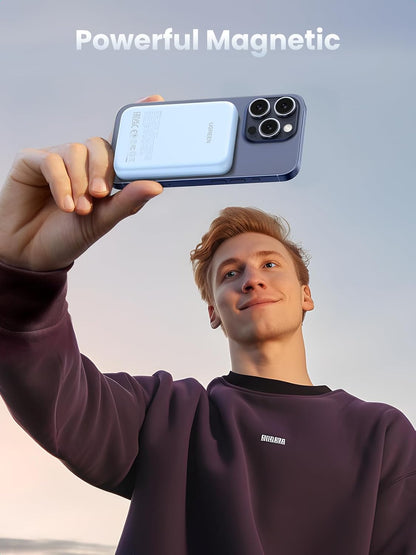 Magsafe Power Bank 10000Mah Wireless Portable Charger 20W PD Fast Charging Magnetic Battery Pack Powerbank Compatible with Iphone 16 Pro Max/15 Plus/14/13/12 Series, Blue