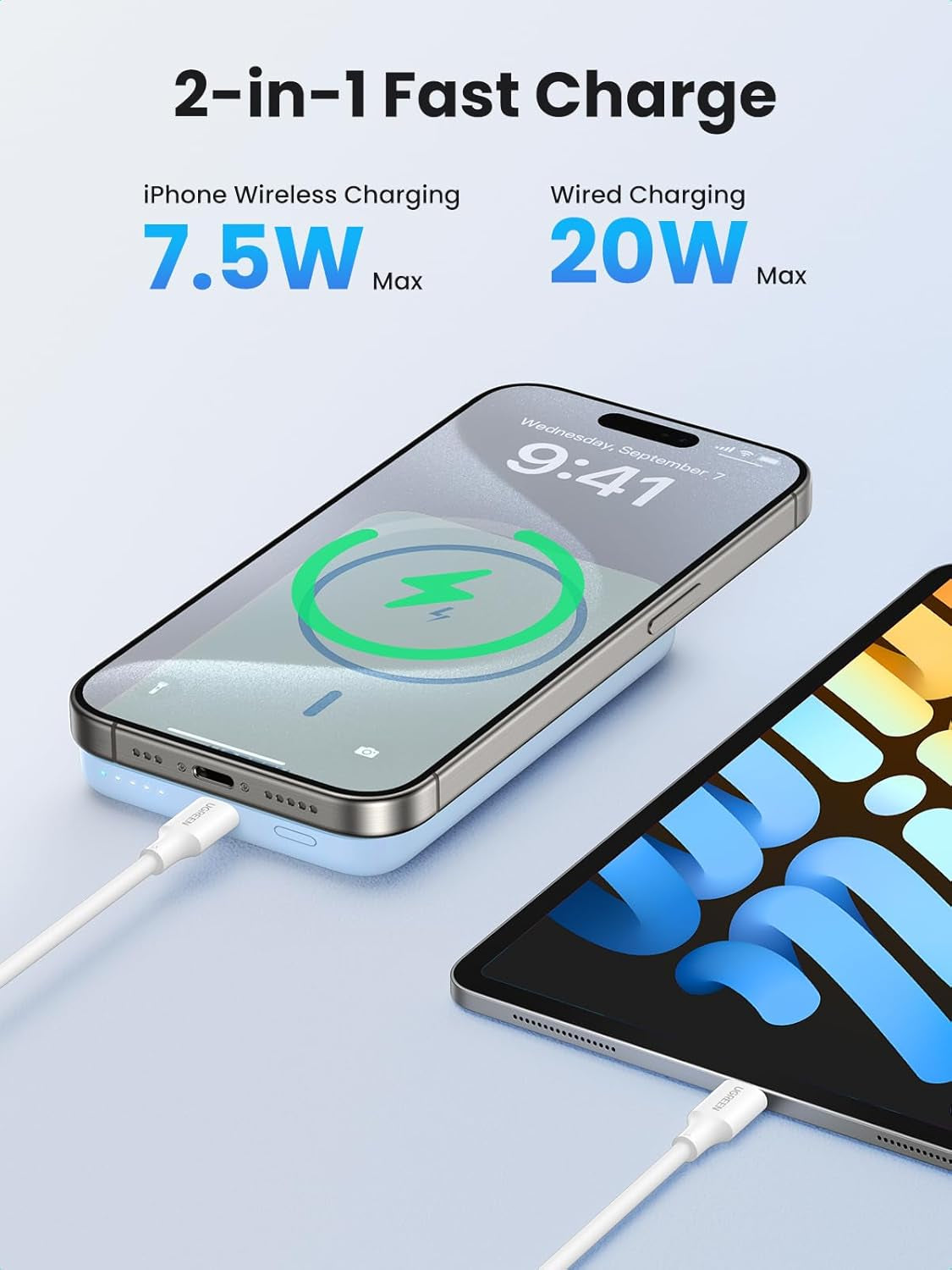 Magsafe Power Bank 10000Mah Wireless Portable Charger 20W PD Fast Charging Magnetic Battery Pack Powerbank Compatible with Iphone 16 Pro Max/15 Plus/14/13/12 Series, Blue